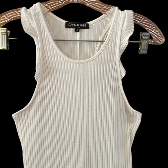 David Lerner New York Viscose Blend Ribbed Racerback White Tank Top Size S - Picture 2 of 9